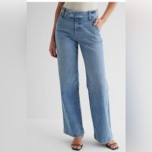 Express High Waisted Medium Wash Wide Leg Jeans